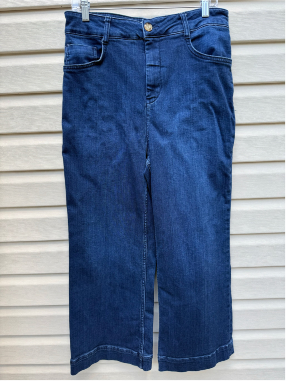 Anthropologie Pilcro The Skipper Jeans 31 High Rise Crop Wide Leg Stretch Denim - Picture 2 of 8